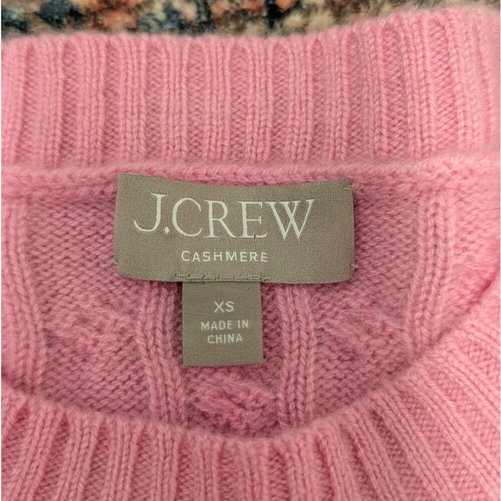 J.Crew Pink 100% Cashmere Cable Knit Crewneck Sweater XS - Picture 4 of 8